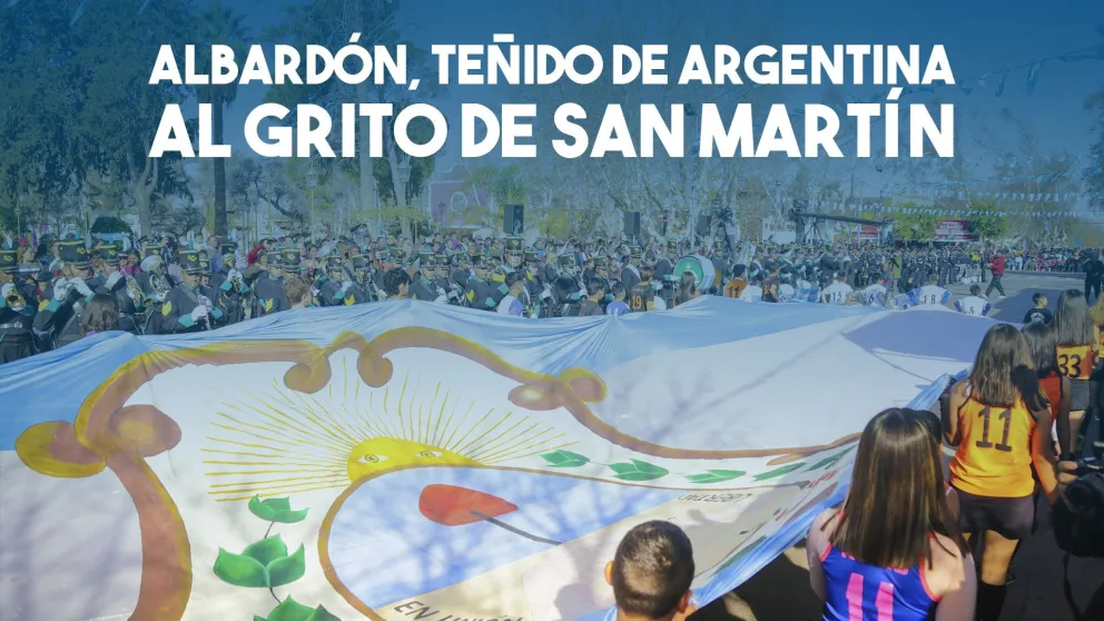 Albardón honró al General San Martín teñido de celeste y blanco