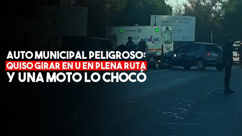 Quiso girar en U en la Ruta 20 y un motociclista lo chocó
