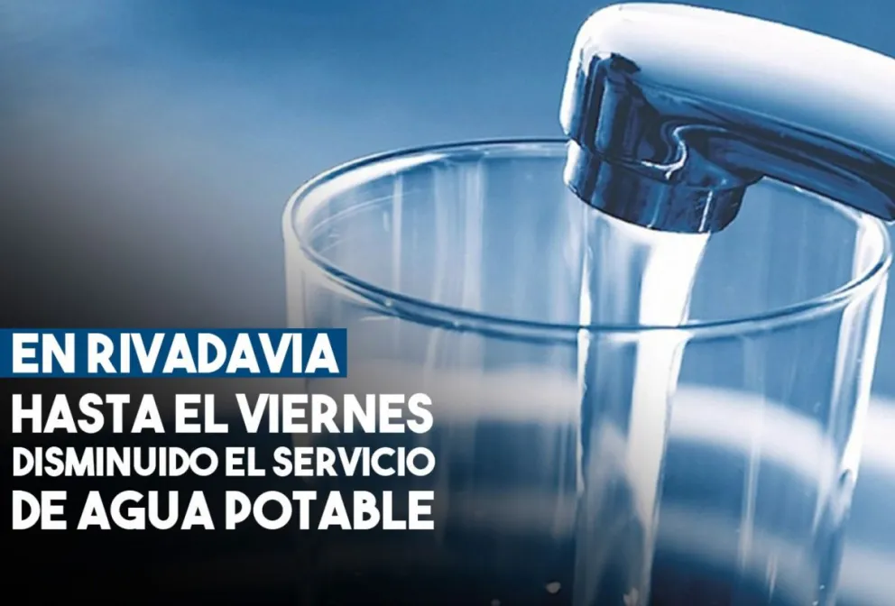 Hasta el viernes disminuido el servicio de agua potable en Rivadavia