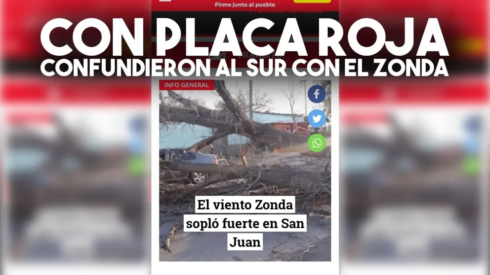 Un diario nacional publicó que el "viento Zonda" causó destrozos en San Juan