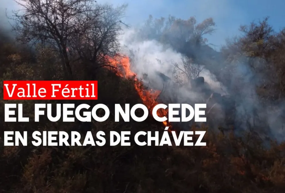 Preocupación en Valle Fértil por el incendio que no se extingue en Sierras de Chávez