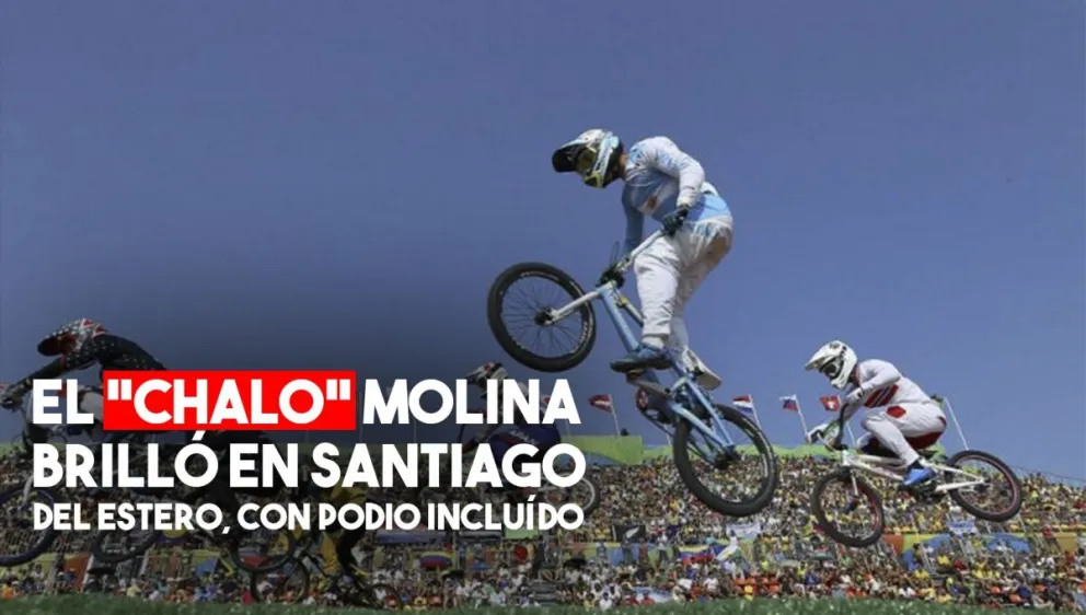 El "Chalo" Molina, en lo más alto del podio en la novena fecha del Mundial de BMX