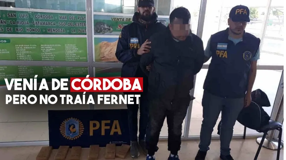 Un narco cordobés detenido en la terminal de Caucete con marihuana y cocaína