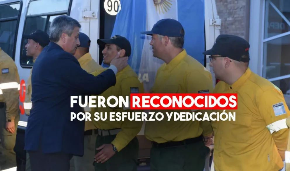 Recibieron a los bomberos sanjuaninos que combatieron el fuego en San Luis