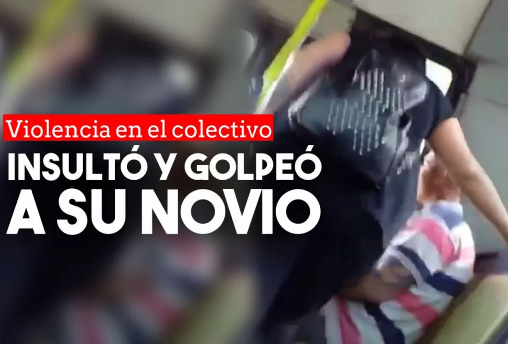 Agredió a su novio en el colectivo y otro pasajero capturó el momento