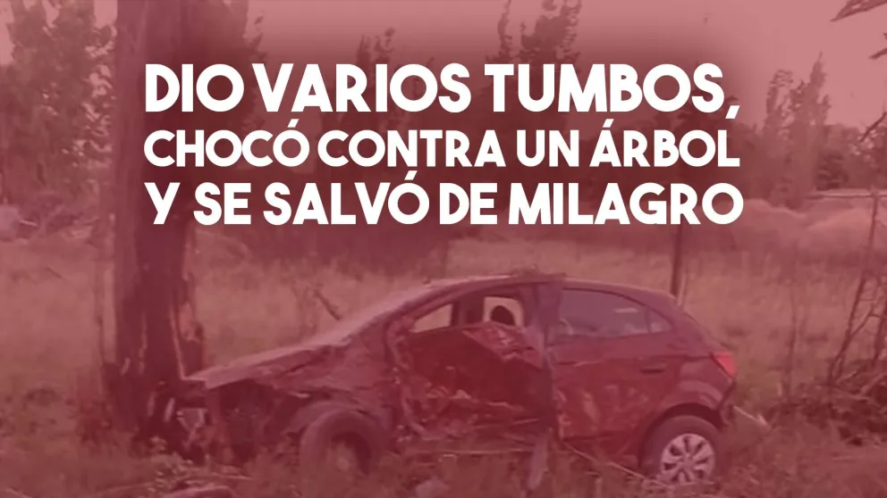 Perdió el control, dio varias vueltas y terminó contra un árbol: se salvó de milagro