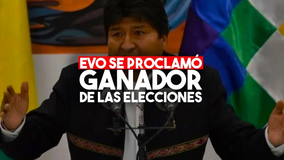 Evo celebró la victoria en primera vuelta y apuntó contra su opositor