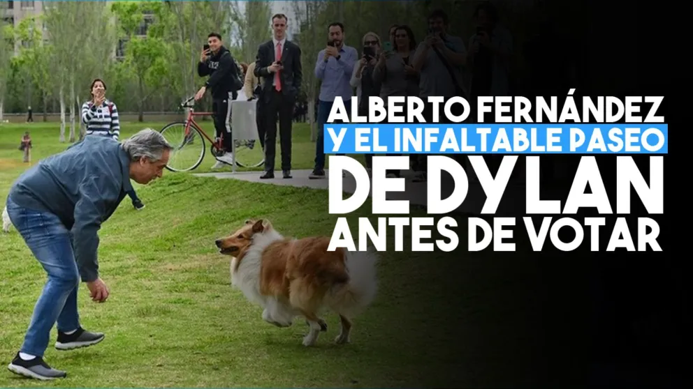 Alberto Fernández cumplió la cábala y paseó a Dylan antes de ir a votar