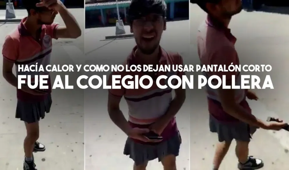 Un alumno fue con pollera  al colegio porque le prohibieron usar pantalón corto