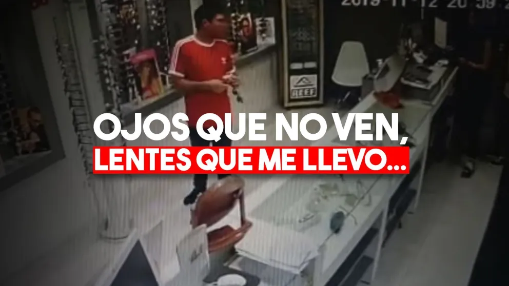 Se robó unos lentes de una óptica y las cámaras lo filmaron in fraganti
