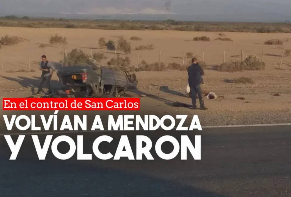 Cuatro mendocinos volcaron en el control de San Carlos
