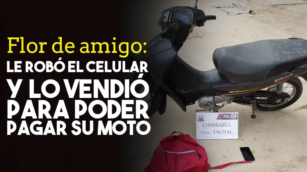 Le robó el teléfono a su amigo y lo vendió para que le arreglen la moto en un taller