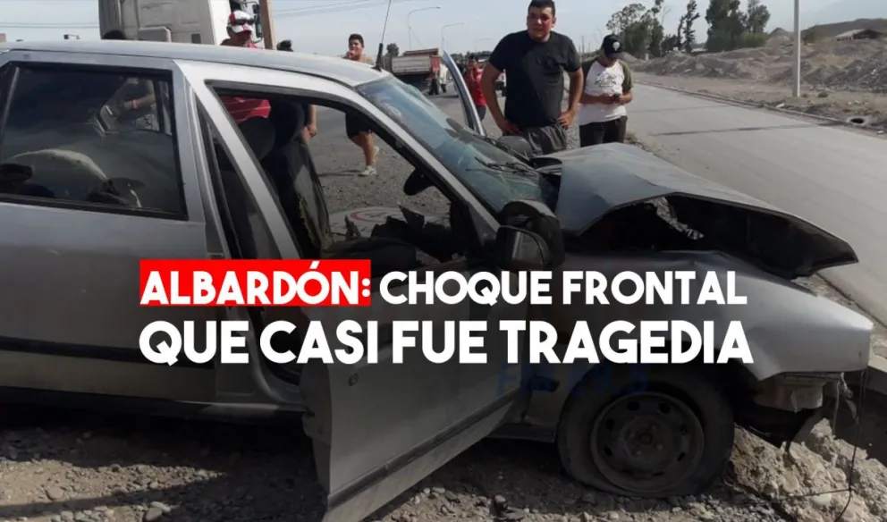 Choque frontal en Albardón dejó un conductor herido