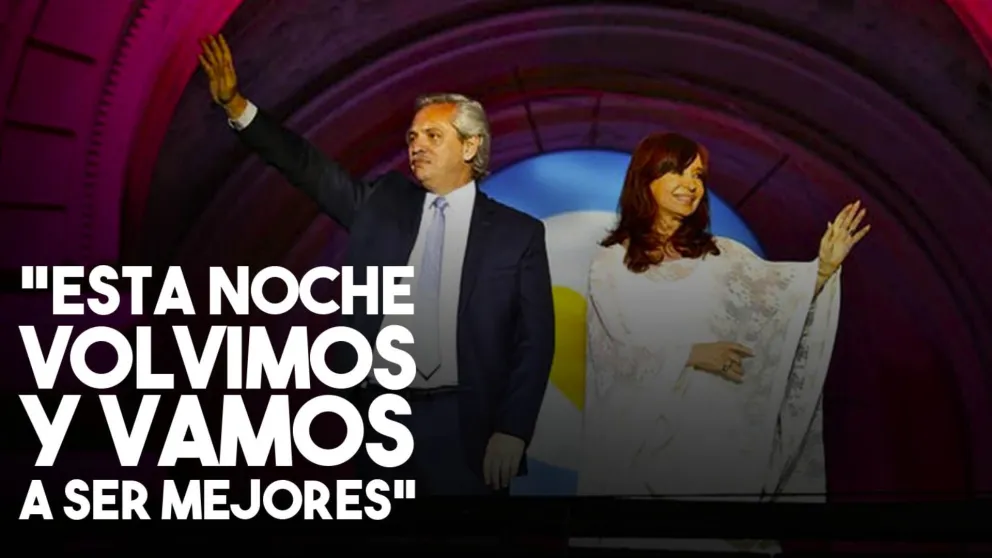 Alberto y Cristina pronunciaron sus discursos frente a los militantes que los acompañaron
