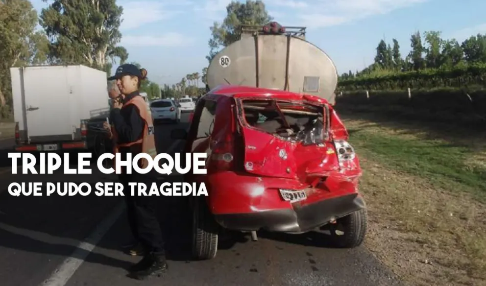 Choque triple en Ruta 20: un camión, un colectivo y un auto implicados