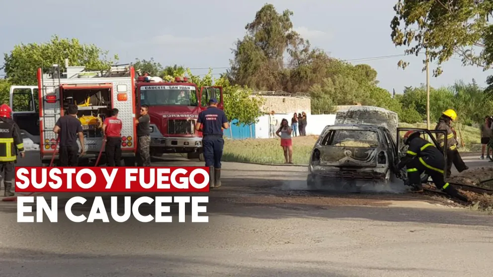 Se le prendió fuego el auto y logró escapar a tiempo