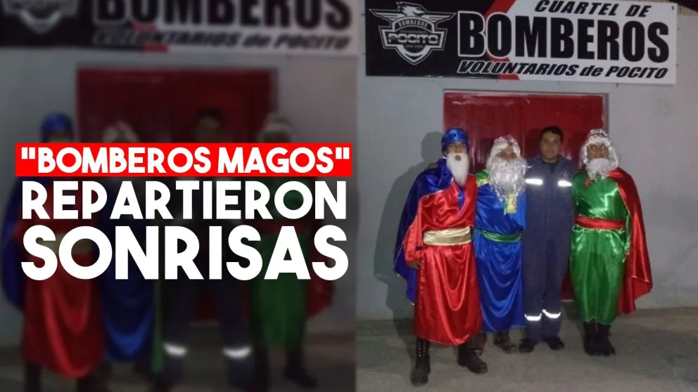 Los Bomberos Voluntarios de Pocito se vistieron de Reyes Magos para alegrar a los más chicos