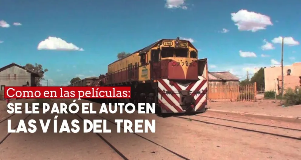 Se le paró el auto en las vías del tren y se  salvó de milagro