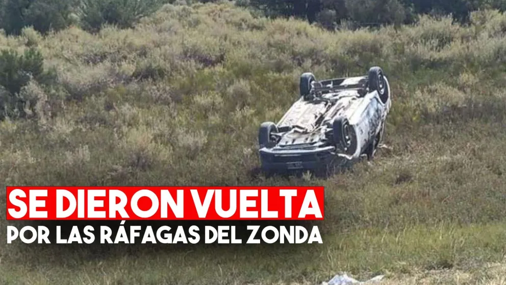 Una familia sanjuanina se dio vuelta en una ruta de Mendoza por las ráfagas del Zonda