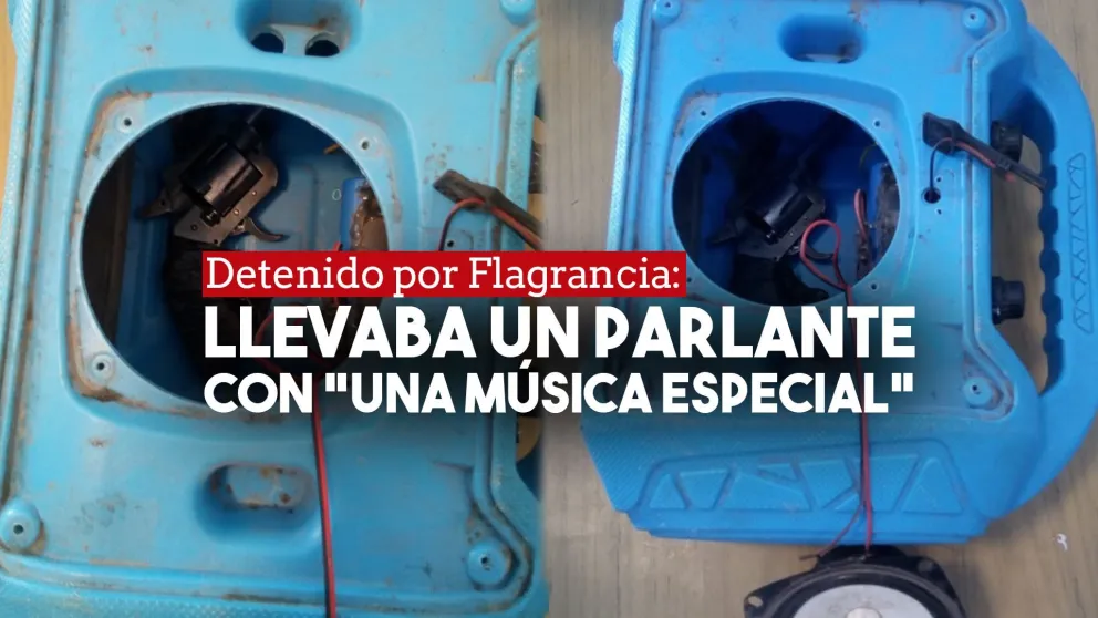 Detuvieron a un delincuente con un revólver dentro de un parlante de música
