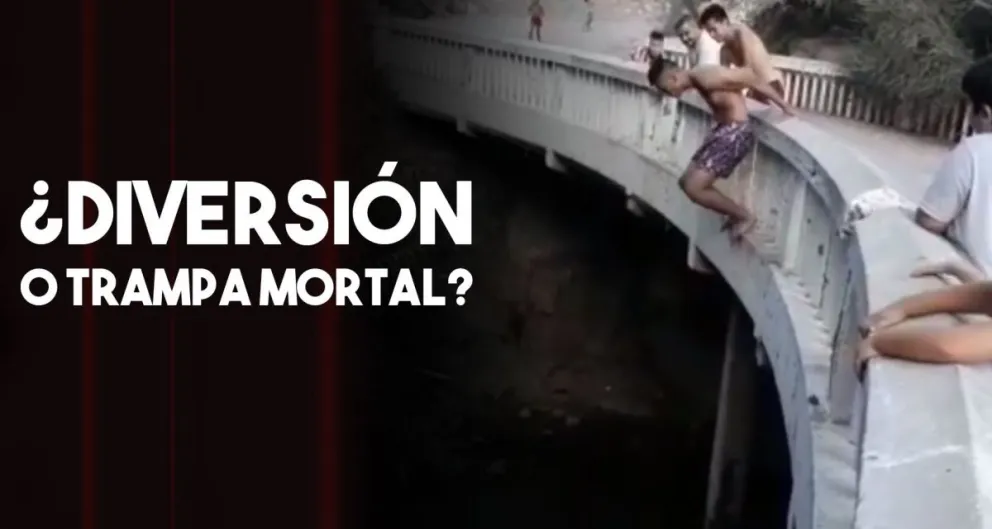 Un joven sanjuanino sin seguridad se lanza desde un puente a un arroyo