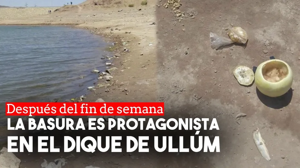 Fue al Dique de Ullúm y se encontró con un montón de basura a la orilla del lago