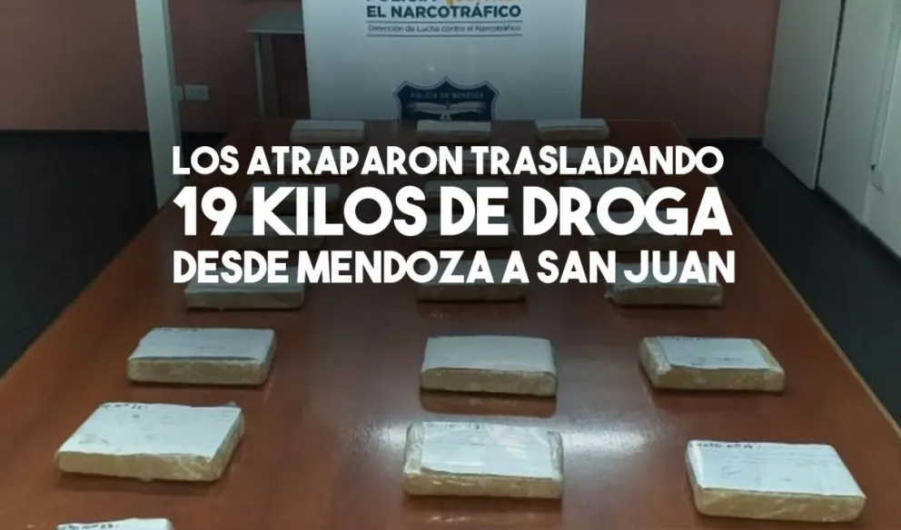 Detienen a tres mendocinos que trasladaban 19 kilos de droga a San Juan