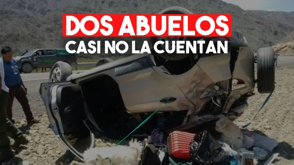 Dos abuelos volcaron en su camioneta y se salvaron de milagro