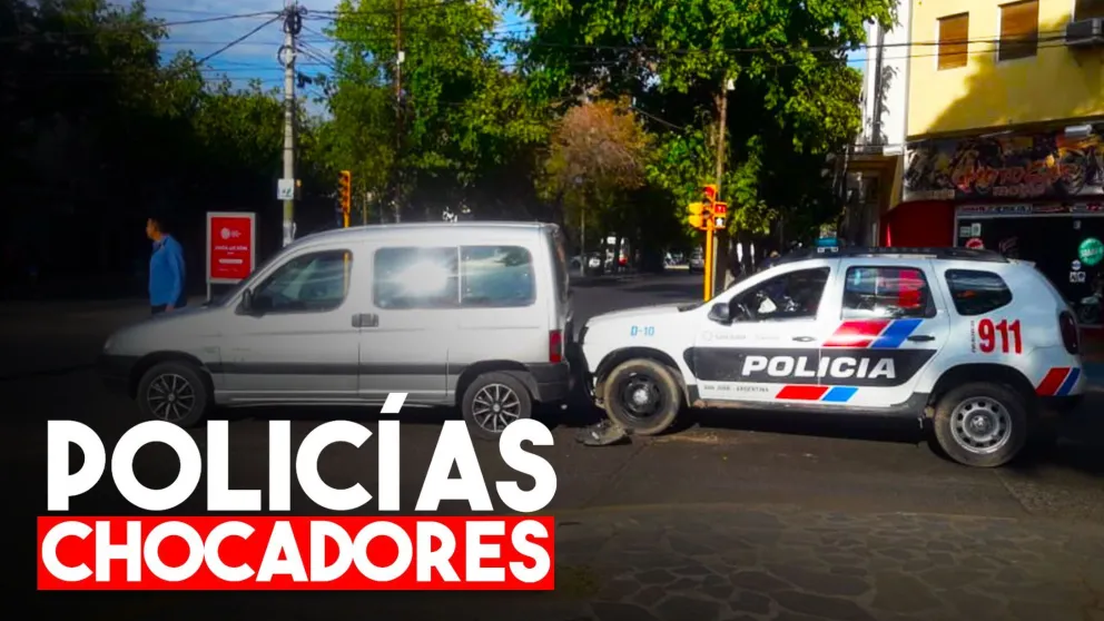 Fuerte choque entre un móvil policial y una camioneta