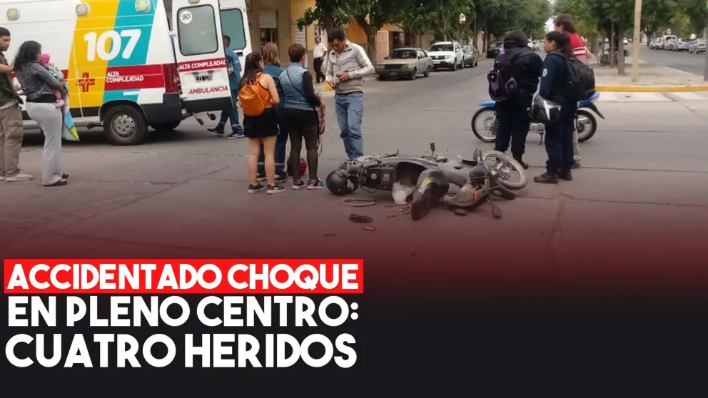 Un fuerte accidente de tránsito en pleno centro dejó a tres heridos