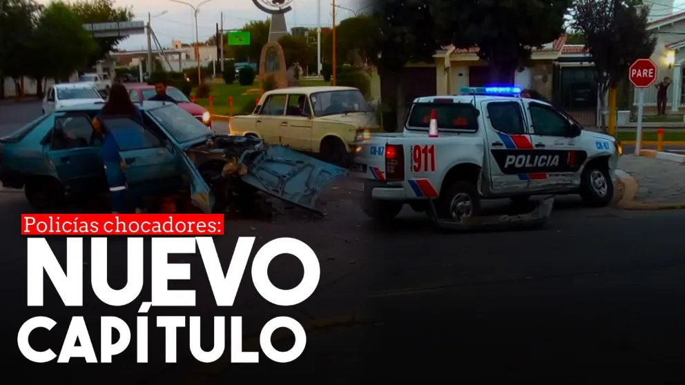 Santa Lucía: fuerte choque entre una camioneta policial y un auto
