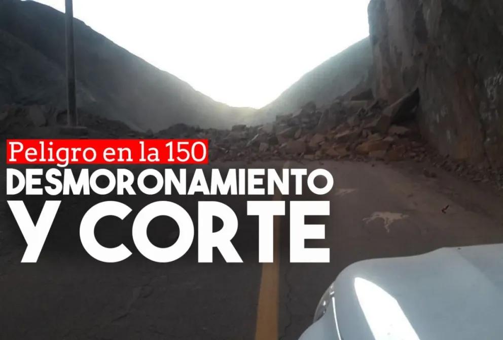 Hubo desmoronamiento del cerro y cortó la Ruta 150