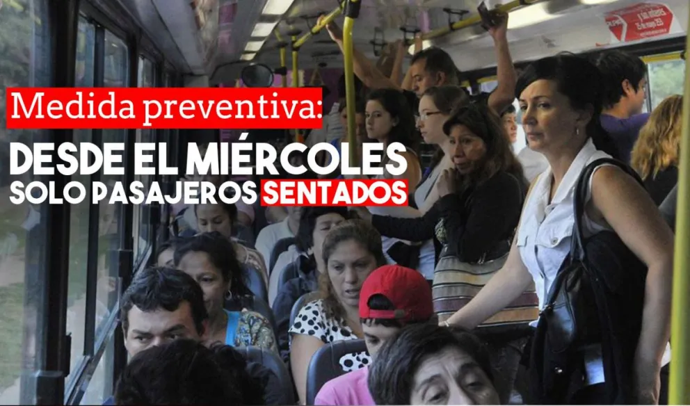 Los colectivos de corta distancia solo transportarán pasajeros sentados