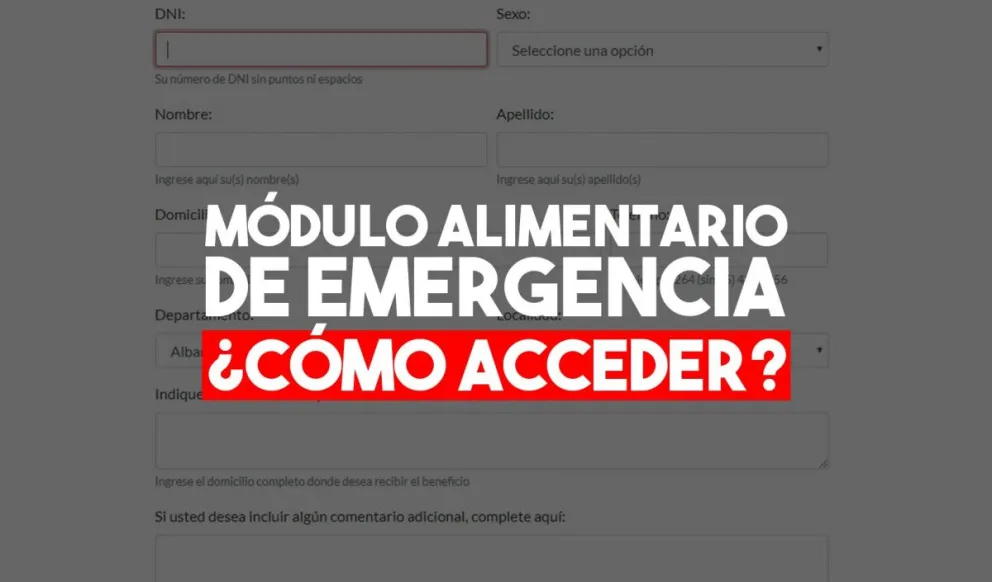 Ya está habilitado el sistema para solicitar el Módulo Alimentario de Emergencia