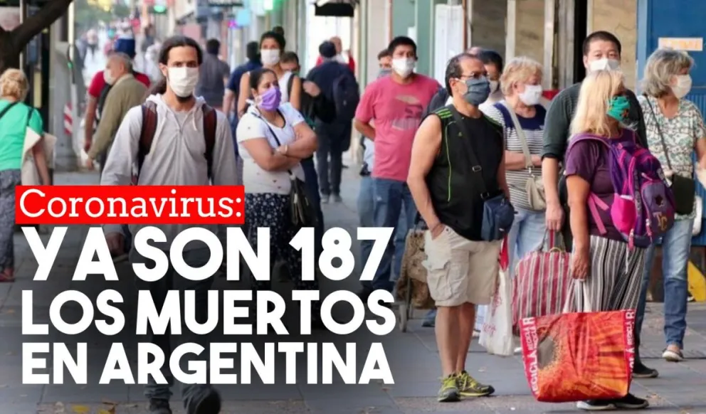Coronavirus: Hay 187 muertos en Argentina y 3780 casos