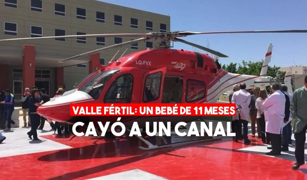 Un bebé cayó a un canal y fue trasladado en helicóptero al Hospital Rawson