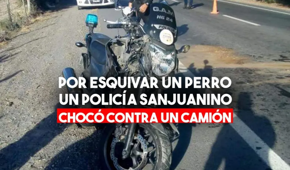 Un policía terminó internado tras chocar contra un camión