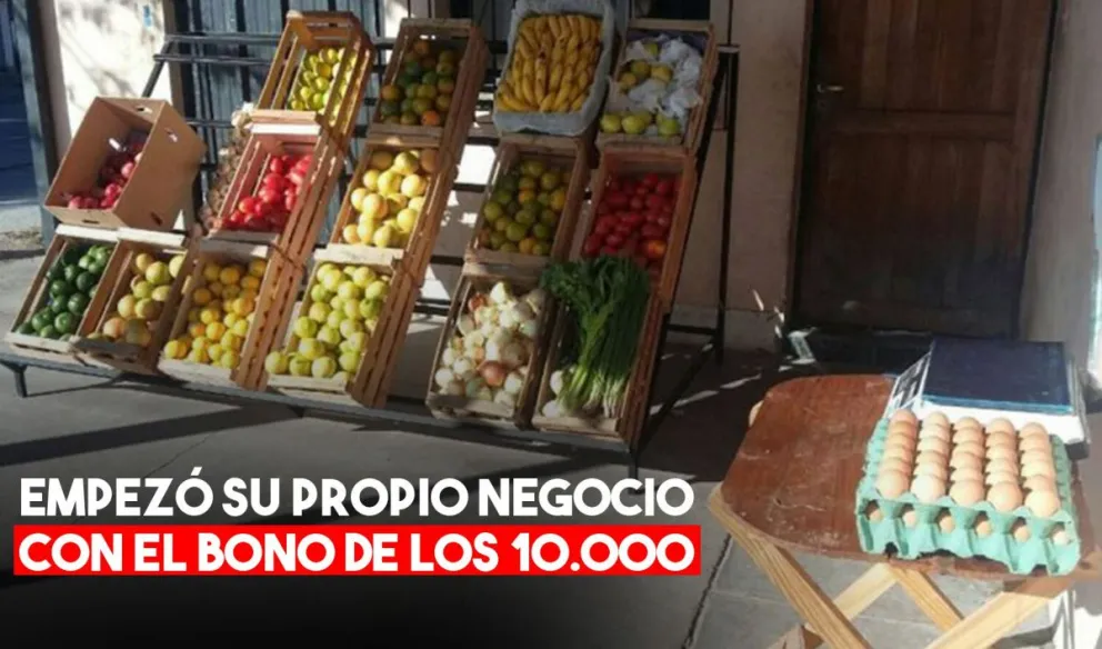 Cobró el bono de los $10.000, se puso una verdulería en su casa y se hizo viral