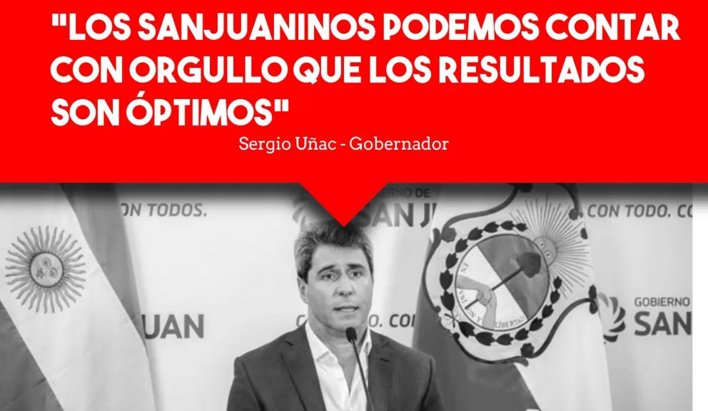 Uñac: "Los sanjuaninos podemos contar con orgullo que los resultados son óptimos"
