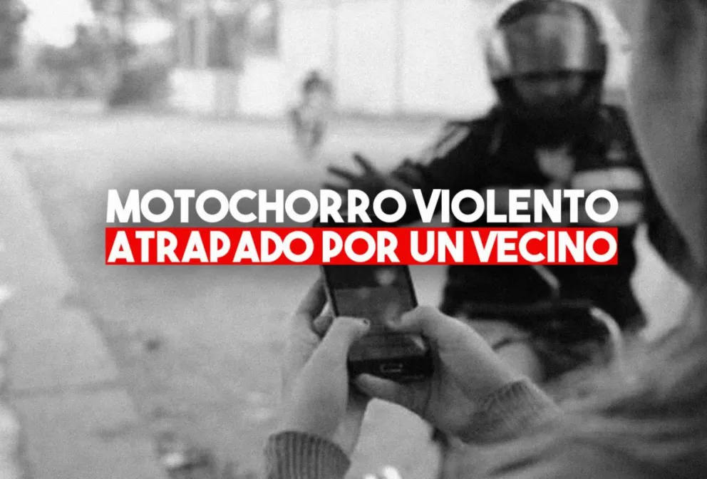 Motochorro empujó a una joven y le robó el celular pero un vecino lo detuvo