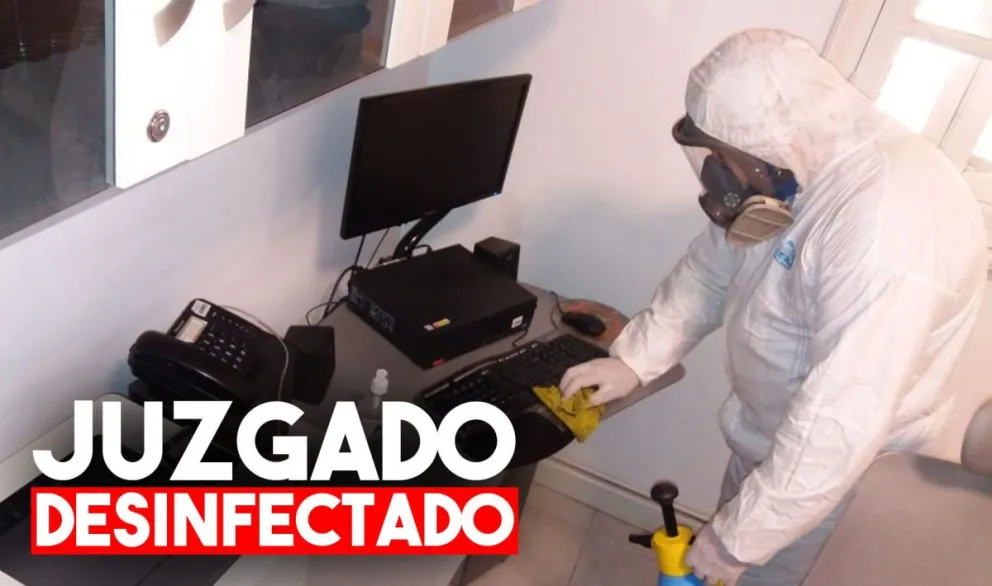 Desinfectaron el edificio cerrado del Quinto Juzgado