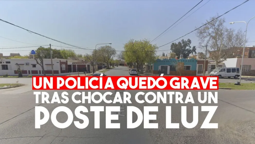 Un policía chocó contra un poste de luz y quedó grave