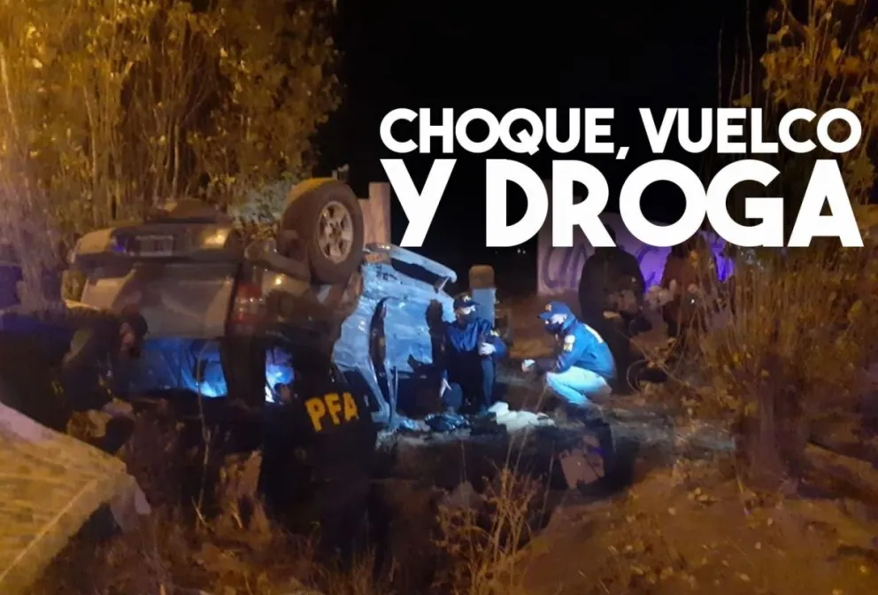 Chocaron y volcaron: llevaban más de 20 kilos de marihuana