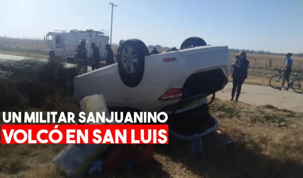 Un sanjuanino que se dirigía a La Pampa  sufrió un vuelco en la Autopista 55