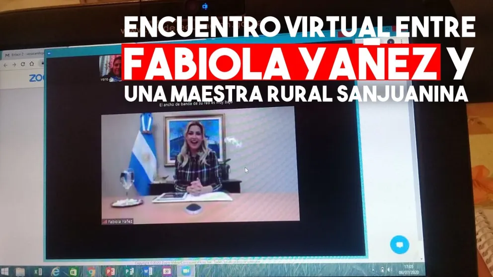 Fabiola Yañez y su contacto virtual con una docente de Astica