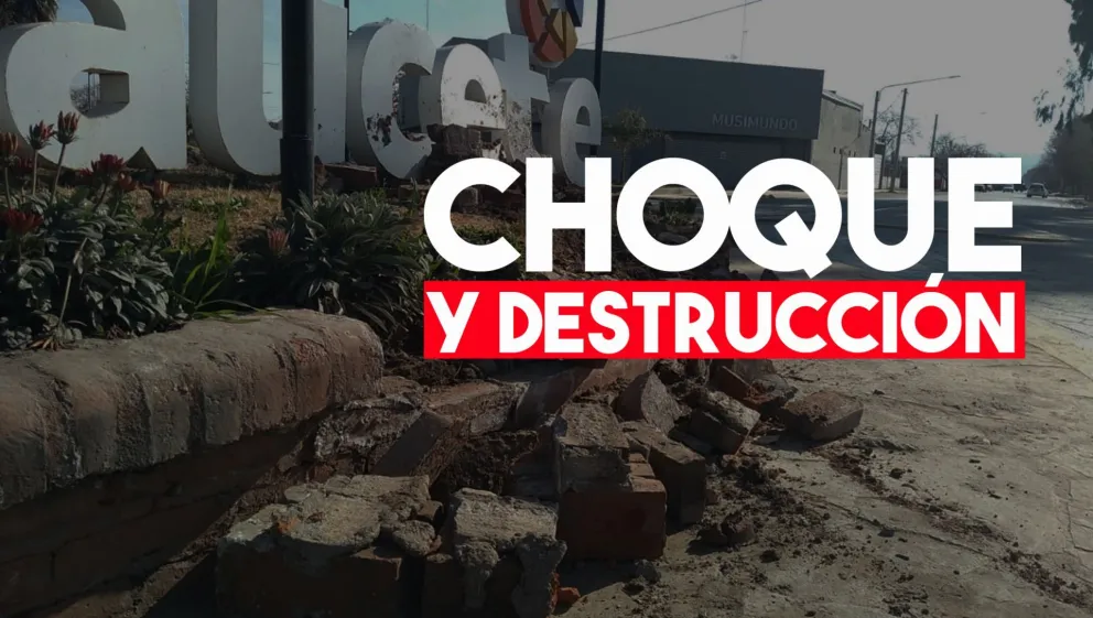 Chocó y destruyó la rotonda de Caucete