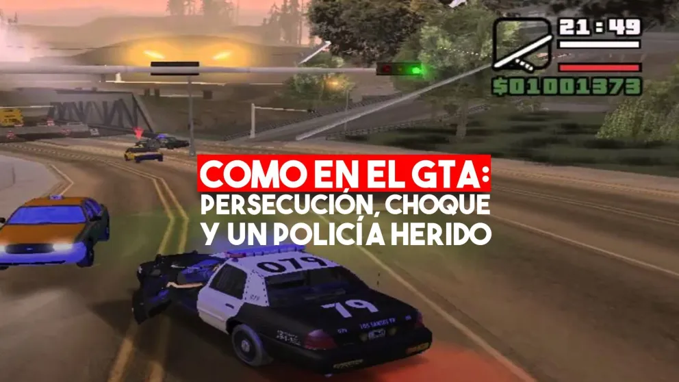 Fuerte choque entre un auto y un policía que venía en plena persecución