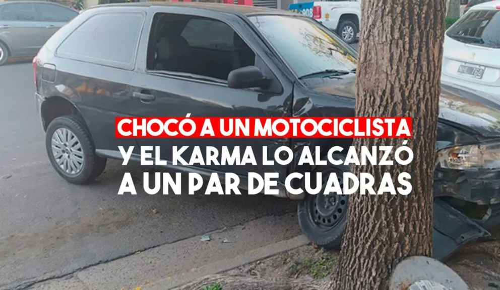 Un policía atropelló a un motociclista, se fugó y chocó contra un árbol a las pocas cuadras