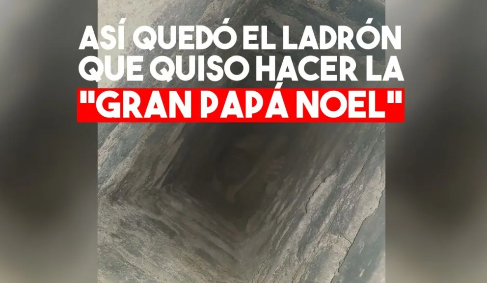 Así quedó el ladrón atorado en una chimenea en Albardón