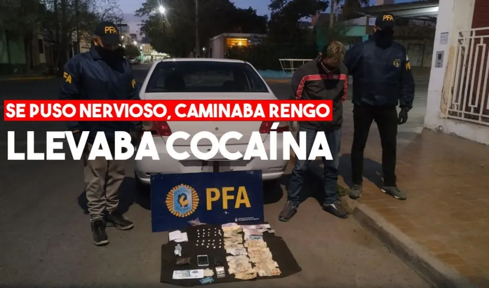 Lo detuvieron en un control, y llevaba cocaína, terminó detenido
